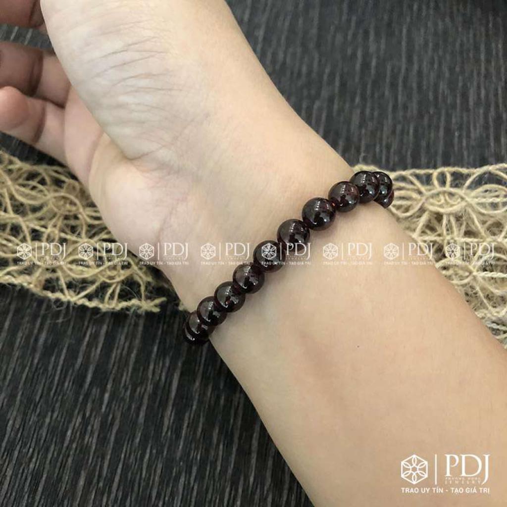 Vòng Thạch Hồng Lựu 6 ly charm Hoa Hồng 24K