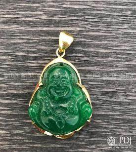 Mặt Phật Di Lặc Đá Thạch Anh Xanh Bọc Vàng 10K Mặt Phật Di Lặc Đá Thạch Anh Xanh Bọc Vàng 10K