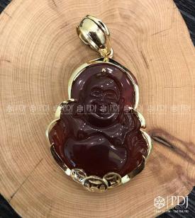 Mặt Phật Di Lặc Đá Mã Não Đỏ Bọc Vàng 10K Mặt Phật Di Lặc Đá Mã Não Đỏ Bọc Vàng 10K