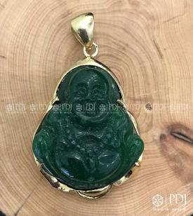 Mặt Phật Di Lặc Đá Thạch Anh Xanh Bọc Vàng 10K Mặt Phật Di Lặc Đá Thạch Anh Xanh Bọc Vàng 10K