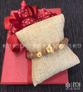 Vòng Moonstone 8 ly charm Mèo Thần Tài 24K Vòng Moonstone 8 ly charm Mèo Thần Tài 24K