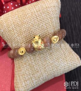 Vòng Moonstone 8 ly charm Mèo Thần Tài 24K Vòng Moonstone 8 ly charm Mèo Thần Tài 24K