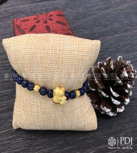 Vòng đá Lapiz 5 ly charm Mèo Thần Tài 24K Vòng đá Lapiz 5 ly charm Mèo Thần Tài 24K