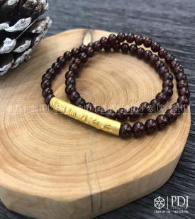 Chuỗi Granat 4 ly charm chú Binh An 24K Chuỗi Granat 4 ly charm chú Binh An 24K