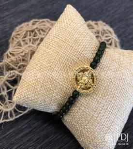 Vòng Đá Thạch Anh Xanh 4 Ly Charm Bánh Xe Pháp Luân Bạc Si Vòng Đá Thạch Anh Xanh 4 Ly Charm Bánh Xe Pháp Luân Bạc Si