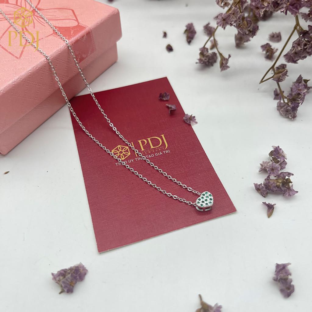 Dây Chuyền Mặt Tim Đá Bạc