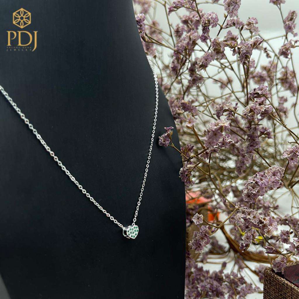 Dây Chuyền Mặt Tim Đá Bạc