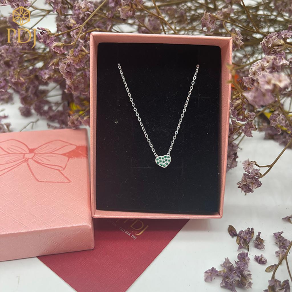 Dây Chuyền Mặt Tim Đá Bạc