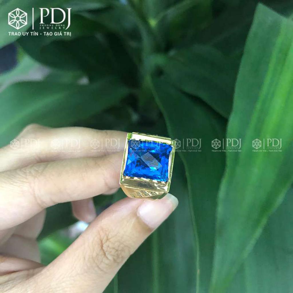 Nhẫn Nam Đá Topaz Xanh Dương 12K - M2