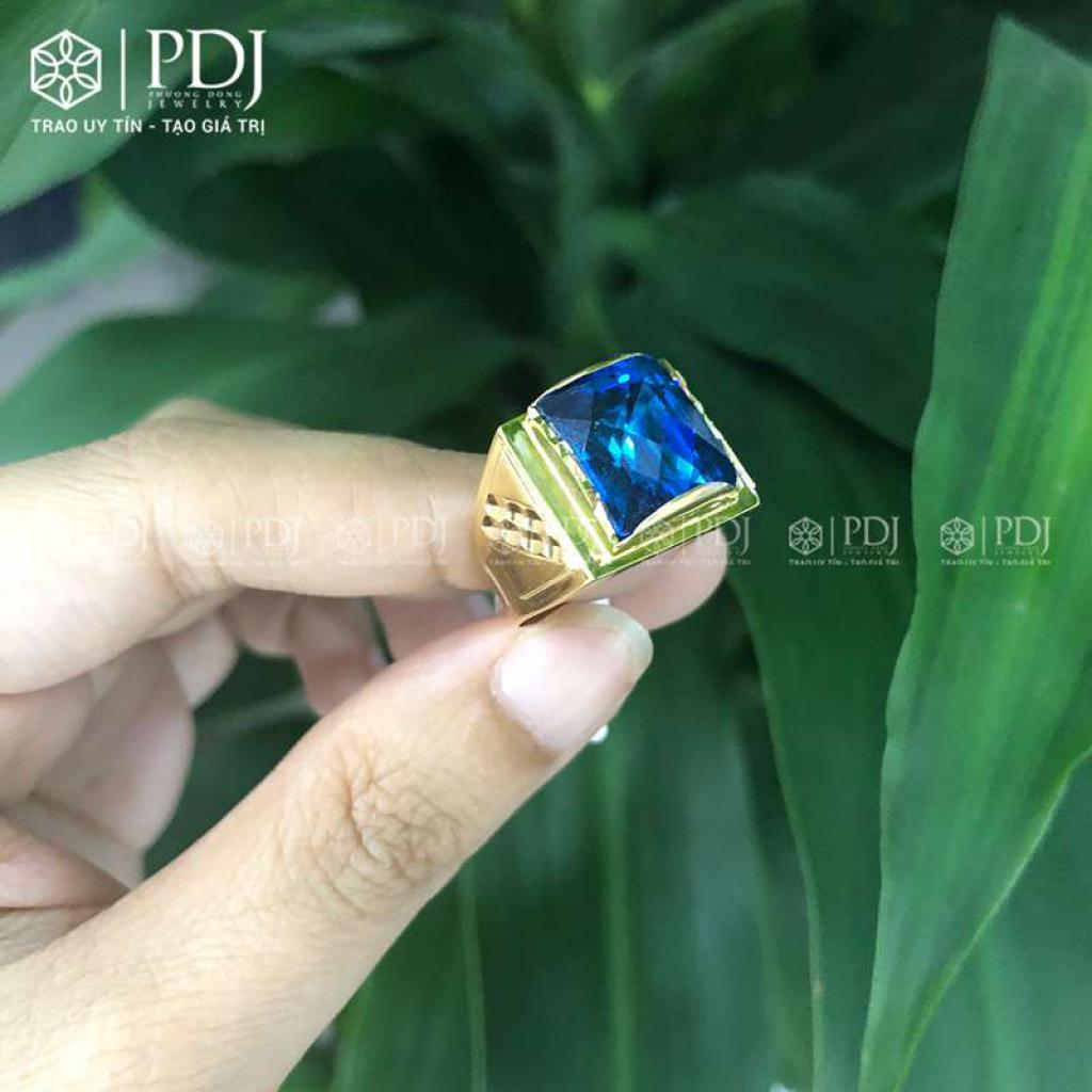 Nhẫn Nam Đá Topaz Xanh Dương 12K - M2