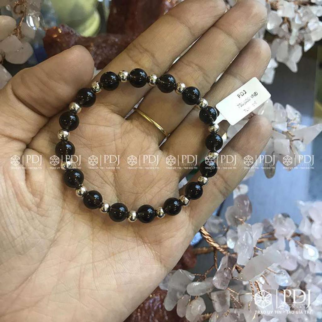 Vòng Thạch Anh Khói 6 Ly Bi Bạc