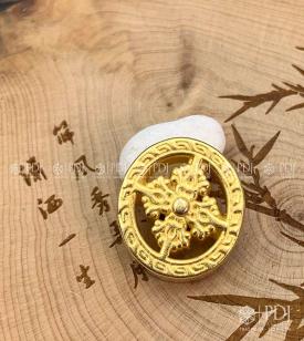 Charm Bánh Xe Pháp Luân Bạc Si Vàng Charm Bánh Xe Pháp Luân Bạc Si Vàng
