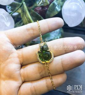 Lắc Hồ Ly Đá Thạch Anh Xanh 10K