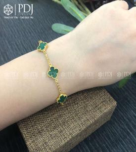 Lắc Cỏ 4 Lá Đá Topaz Xanh 10K