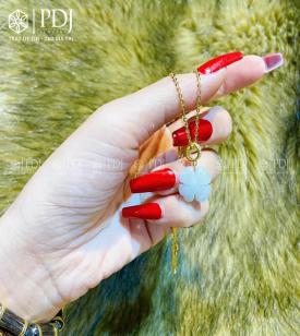 Mặt Dây Cỏ 4 Lá Bạch Ngọc Bọc Vàng 10K Mặt Dây Cỏ 4 Lá Bạch Ngọc Bọc Vàng 10K