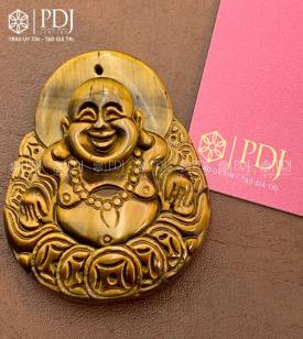 Mặt Phật Di Lặc Đá Mắt Hổ Vàng Nâu Mặt Phật Di Lặc Đá Mắt Hổ Vàng Nâu