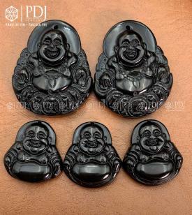 Mặt Phật Di Lặc Đá Obsidian Đen
