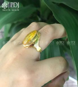 Nhẫn Nữ Đá Thạch Anh Vàng 12K