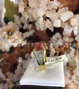 Nhẫn Nam Đá Mã Não Đỏ Cam 10K