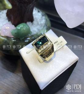 Nhẫn Nam Đá Topaz Xanh Lá 10K