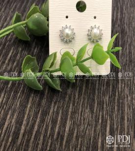 Bông Tai Đá Topaz Trắng Bạc 925