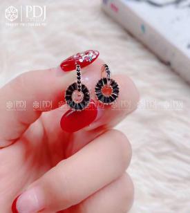 Bông Tai Đá Topaz Đen Bạc 925 Bông Tai Đá Topaz Đen Bạc 925