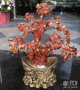 Cây Tài Lộc Đồng Tiền Đá Thạch Anh Nâu Đỏ