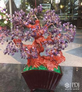 Cây Tài Lộc Thạch Anh Tím Đế Vuông