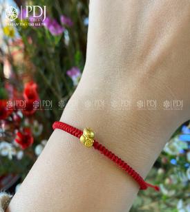 Vòng Dây Đỏ Charm Mèo Thần Tài Vàng 24K mini