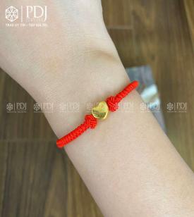 Vòng Tay Chỉ Đỏ Charm Tim 01 Vàng 24K