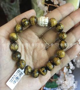 Vòng Mắt Hổ Vàng Khắc Chữ 10 Ly Charm Phật Bạc