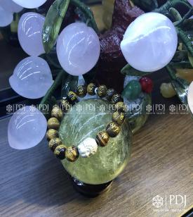 Vòng Mắt Hổ Vàng Khắc Chữ 10 Ly Charm Phật Bạc