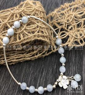 Vòng Đá Thạch Anh Xanh Charm Bạc Hoa Vòng Đá Thạch Anh Xanh Charm Bạc Hoa