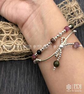 Vòng TourmalIne charm bạc