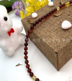Vòng Cổ Hổ Phách Trẻ Em Hạt Tròn Vàng