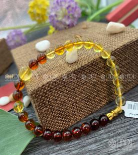 Vòng Tay Hổ Phách Nga Trẻ Em Hạt Tròn Vàng Nâu