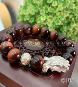 Vòng Đá Mắt Hổ Đỏ Charm Đầu Rồng Bi Kim Tiền Bạc Ta Vòng Đá Mắt Hổ Đỏ Charm Đầu Rồng Bi Kim Tiền Bạc Ta
