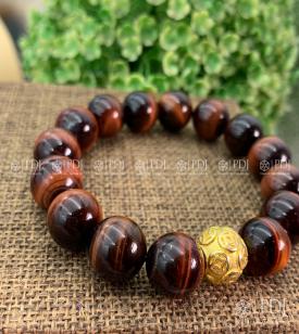 Vòng Đá Mắt Hổ Đỏ Charm Bi Kim Tiền Bạc Si Vàng Vòng Đá Mắt Hổ Đỏ Charm Bi Kim Tiền Bạc Si Vàng