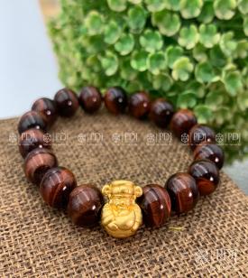 Vòng Đá Mắt Hổ Đỏ Charm Ông Thần Tài Bạc Si Vàng Vòng Đá Mắt Hổ Đỏ Charm Ông Thần Tài Bạc Si Vàng