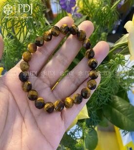 Vòng Đá Mắt Hổ Vàng Nâu Mài Cạnh Giác Vòng Đá Mắt Hổ Vàng Nâu Mài Cạnh Giác