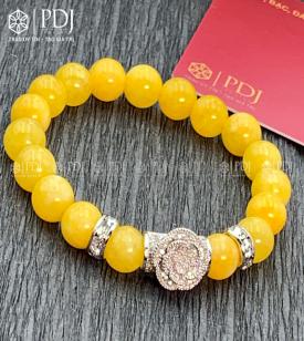 Vòng Đá Thạch Anh Vàng Vân 8 Ly Charm Hoa Đá Bạc Vòng Đá Thạch Anh Vàng Vân 8 Ly Charm Hoa Đá Bạc