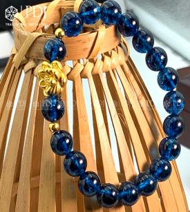Vòng Đá Thạch Anh Xanh Biển Charm Hoa Sen 24K Vòng Đá Thạch Anh Xanh Biển Charm Hoa Sen 24K
