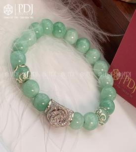 Vòng Đá Thạch Anh Xanh Vân 8 Ly Charm Hoa Đá Bạc Vòng Đá Thạch Anh Xanh Vân 8 Ly Charm Hoa Đá Bạc
